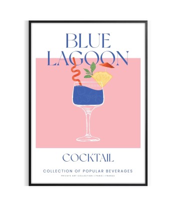 Affiche Cocktail Blue Lagoon Economisez 