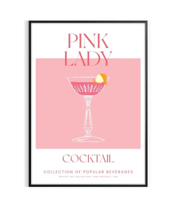 Affiche Cocktail Pink Lady Pour