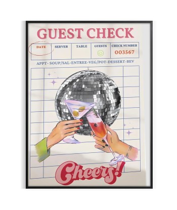 Affiche Graphique Guest Check Cheers Venez découvrir notre 