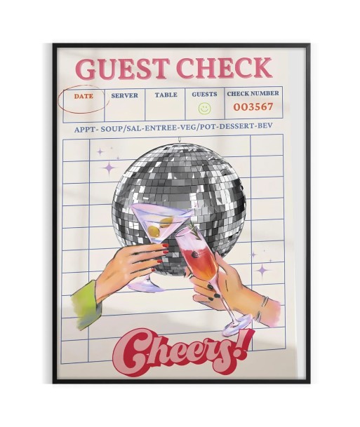 Affiche Graphique Guest Check Cheers Venez découvrir notre 