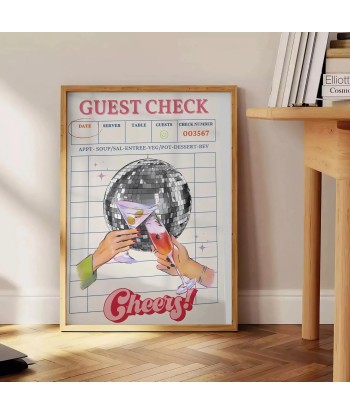 Affiche Graphique Guest Check Cheers Venez découvrir notre 