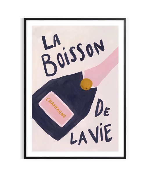 La Boisson Vie Champagne Coktail Popular Affiche Les magasins à Paris