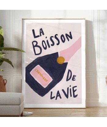 La Boisson Vie Champagne Coktail Popular Affiche Les magasins à Paris