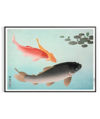 Affiche Japonaise Vintage Avec Poisson brillant des détails fins