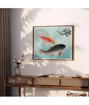 Affiche Japonaise Vintage Avec Poisson brillant des détails fins