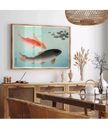 Affiche Japonaise Vintage Avec Poisson brillant des détails fins