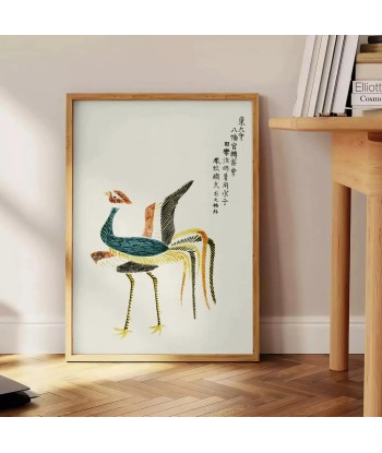 Affiche Vintage Représentant Un Oiseau Japonais pas cheres