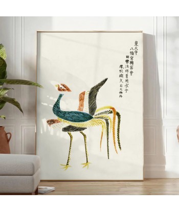 Affiche Vintage Représentant Un Oiseau Japonais pas cheres