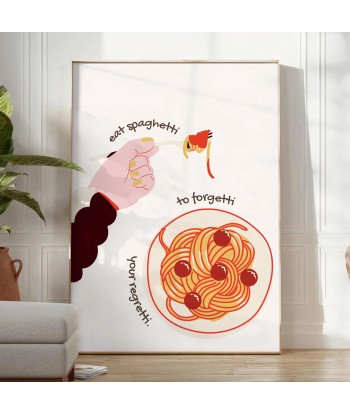 Mangezs Spaghettis Forgetti Cuisine Affiche destockage