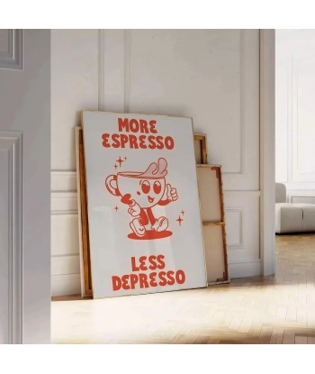 Plusespresso, Moinspresso Cuisine Affiche rembourrage situé sous