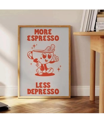 Plusespresso, Moinspresso Cuisine Affiche rembourrage situé sous