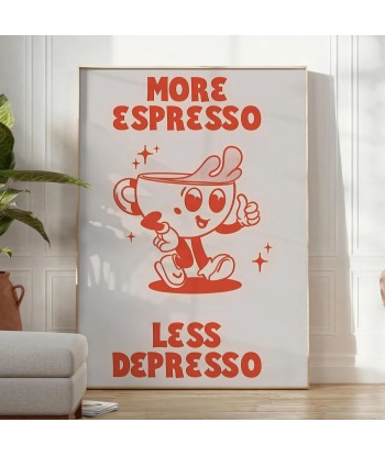 Plusespresso, Moinspresso Cuisine Affiche rembourrage situé sous