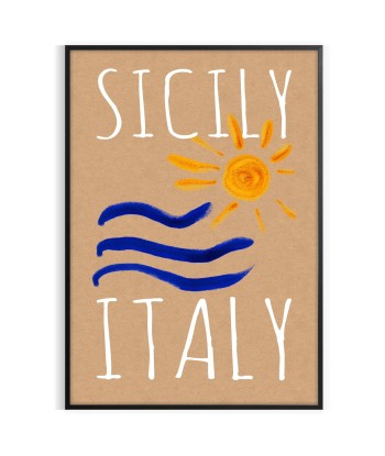 Affiche Vintage Sicile, Italie Faites des économies