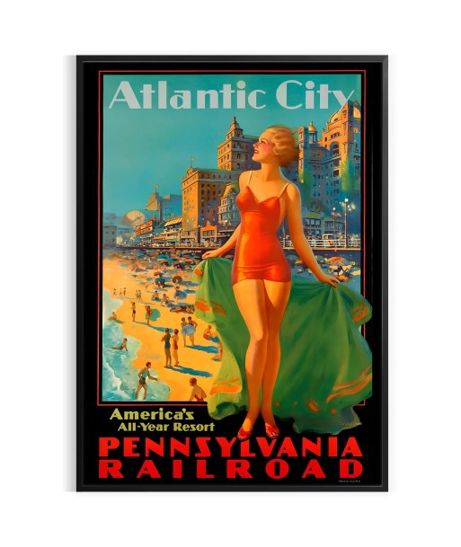 Atlantic City Vintage Travel Poster Art Print Economisez 