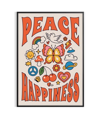 Peace Happinessprint Groovy Poster en linge