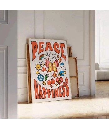 Peace Happinessprint Groovy Poster en linge