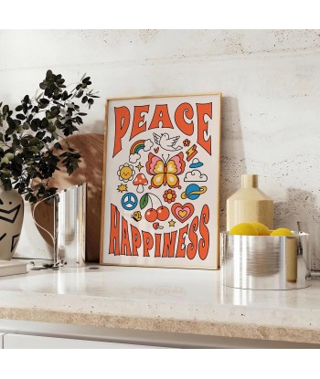 Peace Happinessprint Groovy Poster en linge