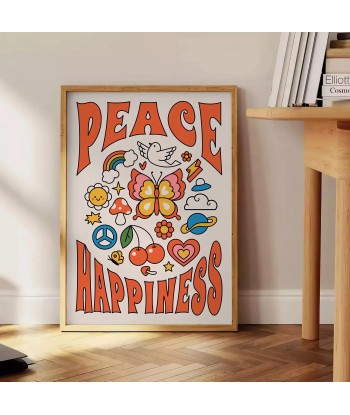 Peace Happinessprint Groovy Poster en linge