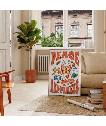 Peace Happinessprint Groovy Poster en linge