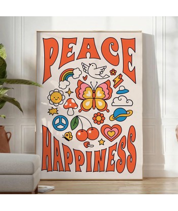 Peace Happinessprint Groovy Poster en linge