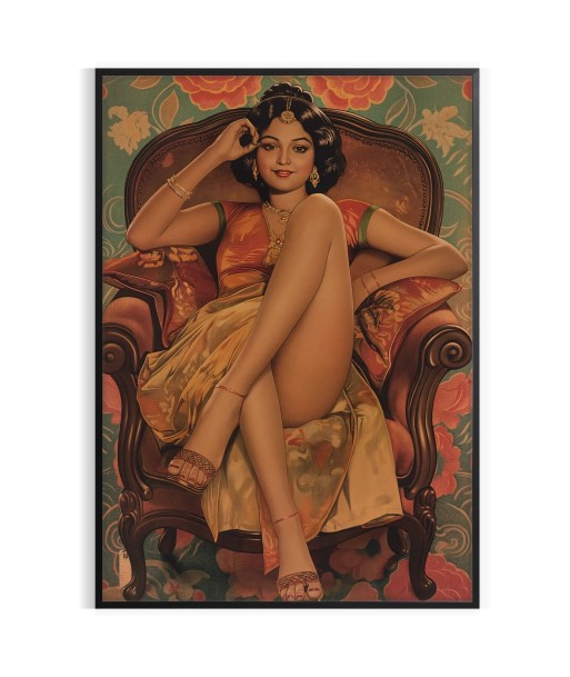 Affiche Vintage Femme Sud-Asiatique Venez acheter