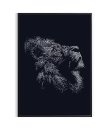 Lion Noir Affiche Animalier commande en ligne