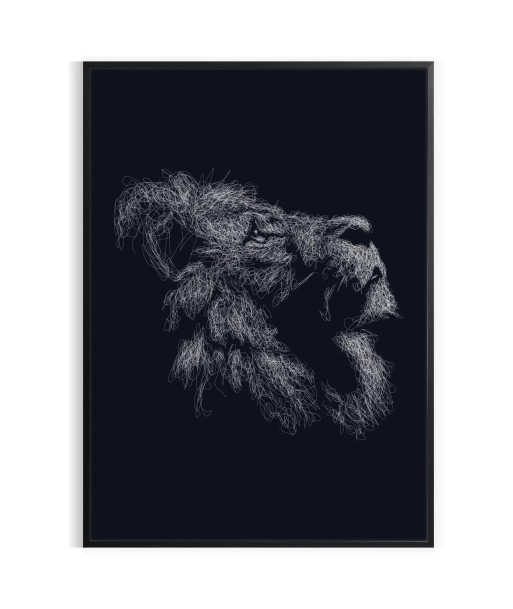 Lion Noir Affiche Animalier commande en ligne