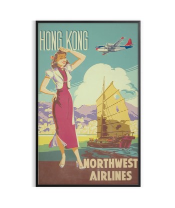 Affiche Voyage Hong Kong Northwest Airlines Les êtres humains sont 