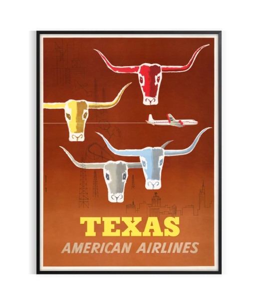 Us Texas American Airlines Affiche Voyage Affiche acheter en ligne