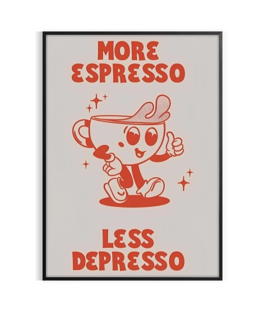 More Espresso Less Depresso Kitchen Print Paris Déstockage Promo