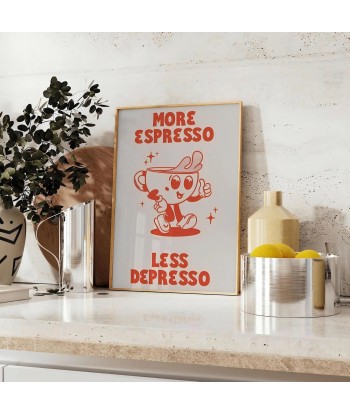 More Espresso Less Depresso Kitchen Print Paris Déstockage Promo